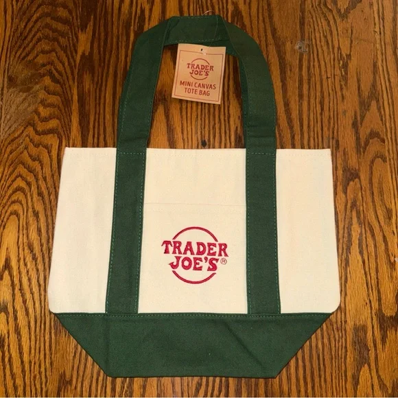 Trader Joe's Mini Canvas Tote Bag Set Of 4 Red Blue Green Yellow New - Picture 7 of 8